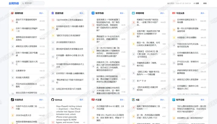 多平台热榜聚合展示站